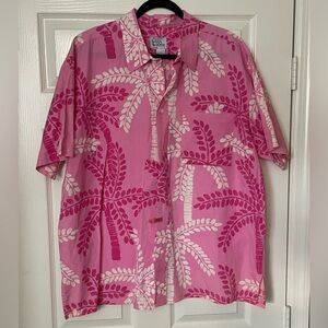 Lilly Pulitzer Mens XL Short Sleeve Shirt Pink White Red Floral Print RARE VTG